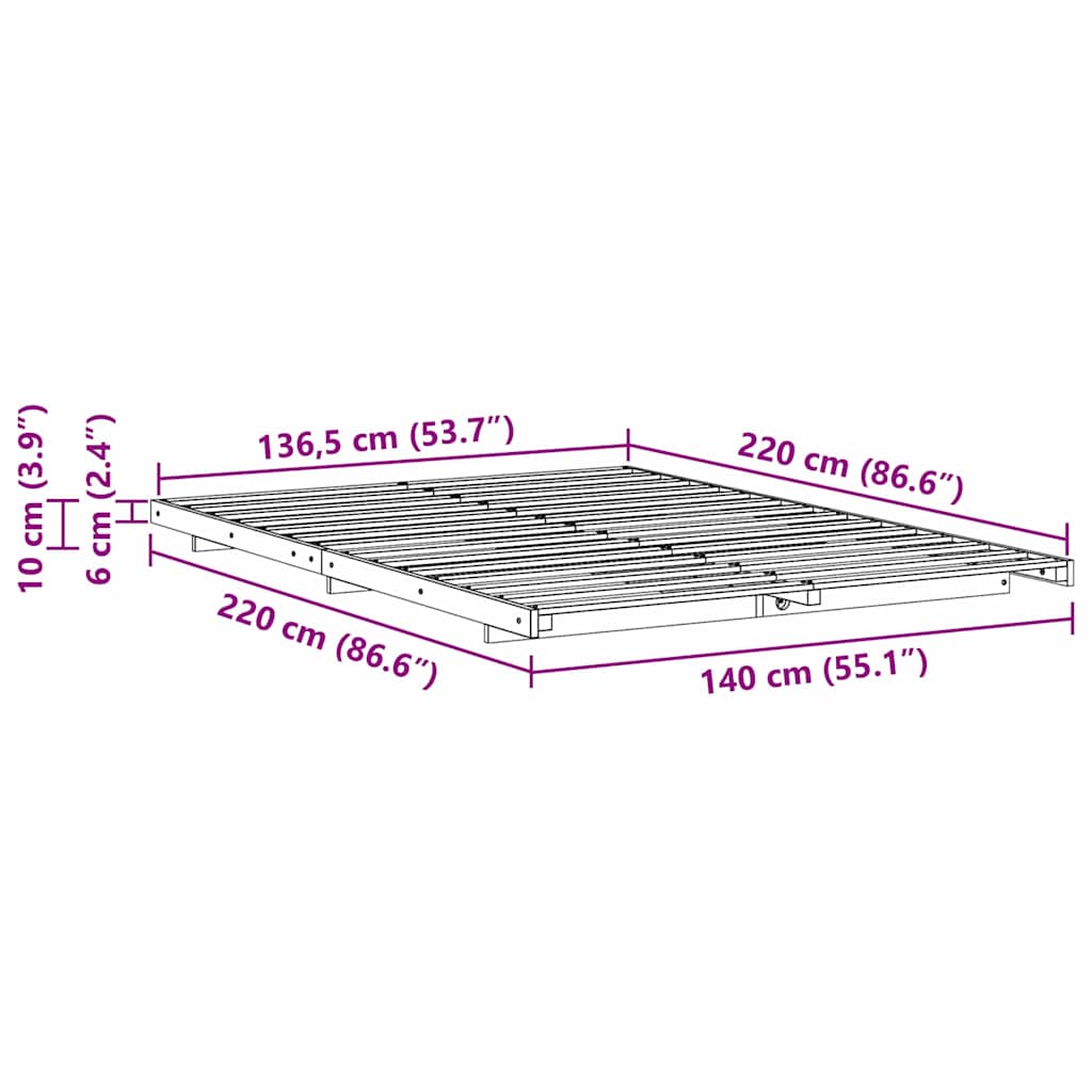 Bedframe Wit 140 x 220 cm Massief grenenhout is nu te koop bij PeponiXL, paradijselijk wonen!