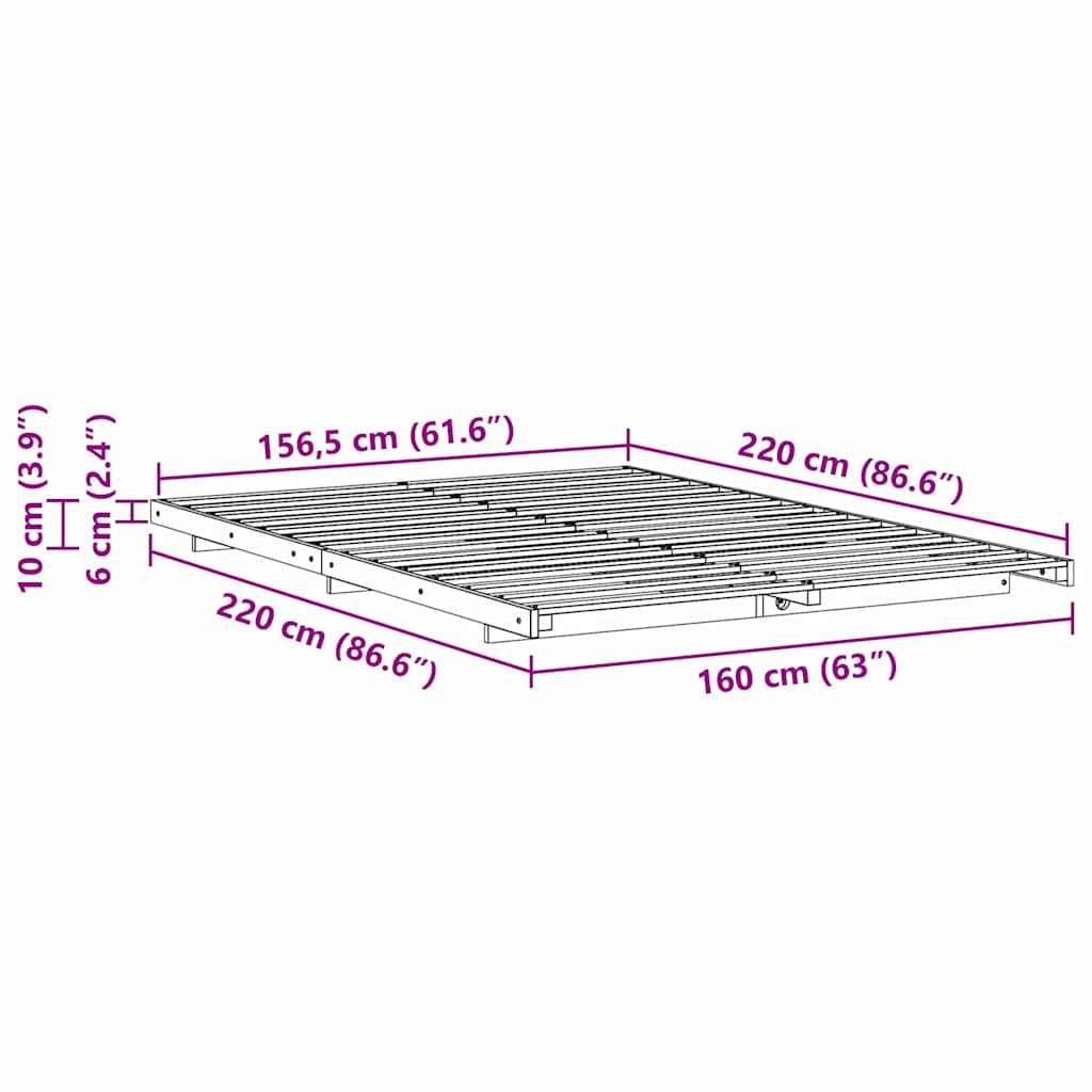 Bedframe Wasbruin 160 x 220 cm Massief grenenhout is nu te koop bij PeponiXL, paradijselijk wonen!