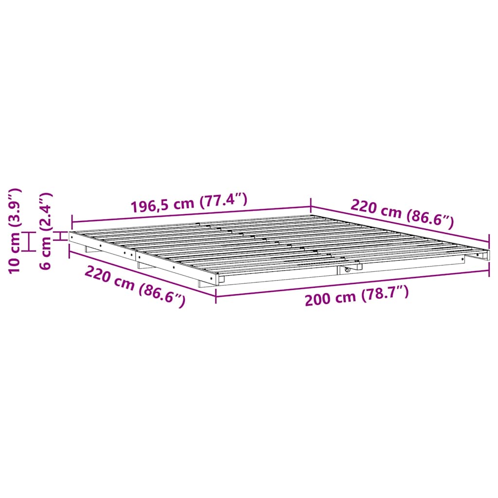 Bedframe Bruin 200 x 220 cm Massief grenenhout is nu te koop bij PeponiXL, paradijselijk wonen!