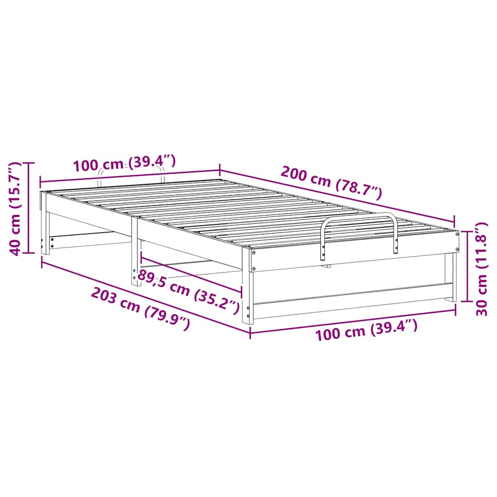 Bedframe Wit 100 x 200 cm Massief grenenhout is nu te koop bij PeponiXL, paradijselijk wonen!