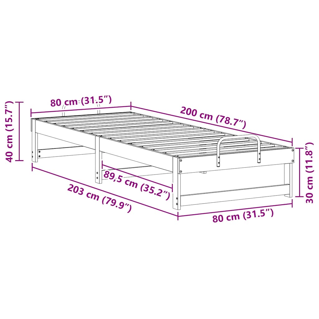 Bedframe Wit 80 x 200 cm Massief grenenhout is nu te koop bij PeponiXL, paradijselijk wonen!