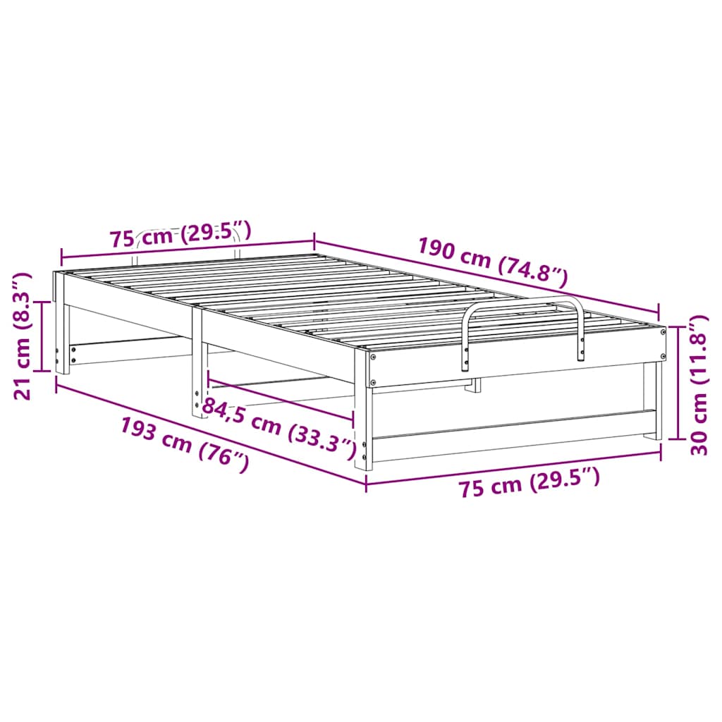 Bedframe Bruin 75 x 190 cm Massief grenenhout is nu te koop bij PeponiXL, paradijselijk wonen!