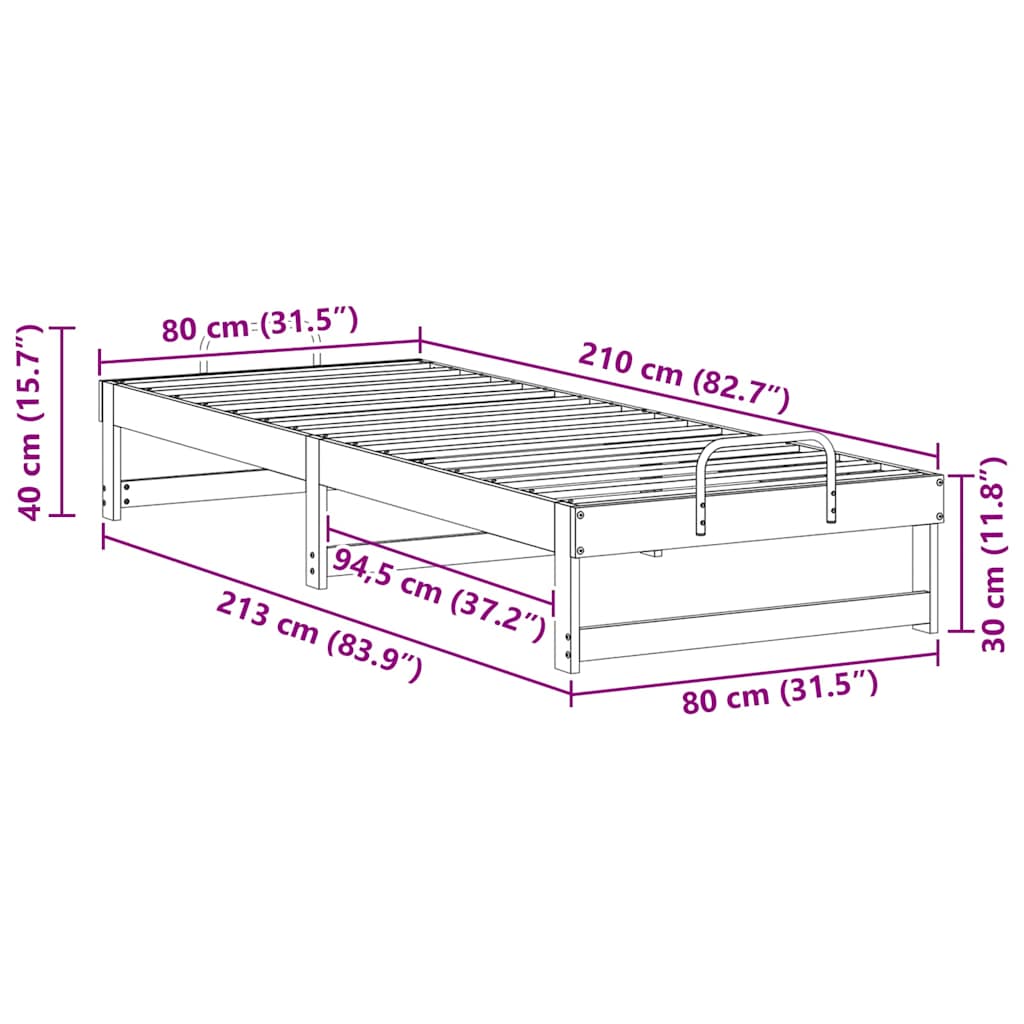Bedframe Wit 80 x 210 cm Massief grenenhout is nu te koop bij PeponiXL, paradijselijk wonen!