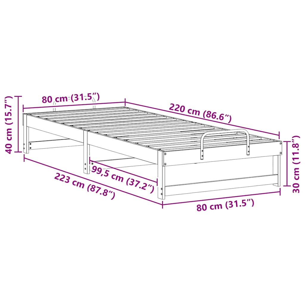 Bedframe Wit 80 x 220 cm Massief grenenhout is nu te koop bij PeponiXL, paradijselijk wonen!