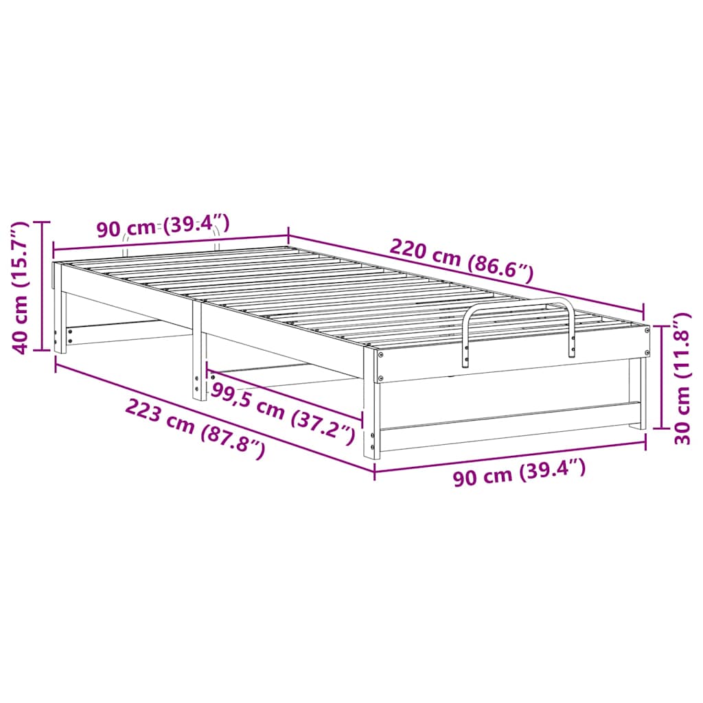 Bedframe Bruin 90 x 220 cm Massief grenenhout is nu te koop bij PeponiXL, paradijselijk wonen!