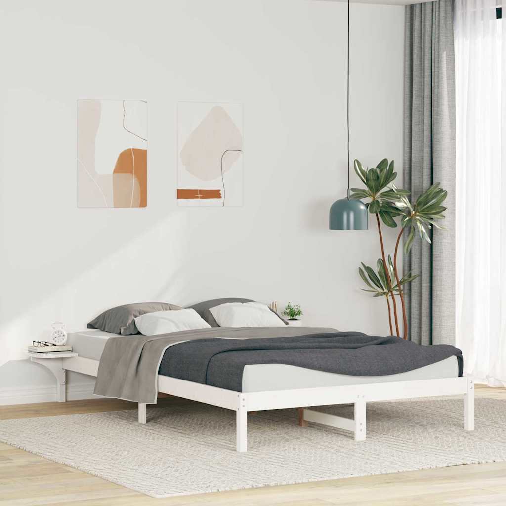 Bedframe met Zijtafels Wit 160 x 210 cm Massief grenenhout is nu te koop bij PeponiXL, paradijselijk wonen!