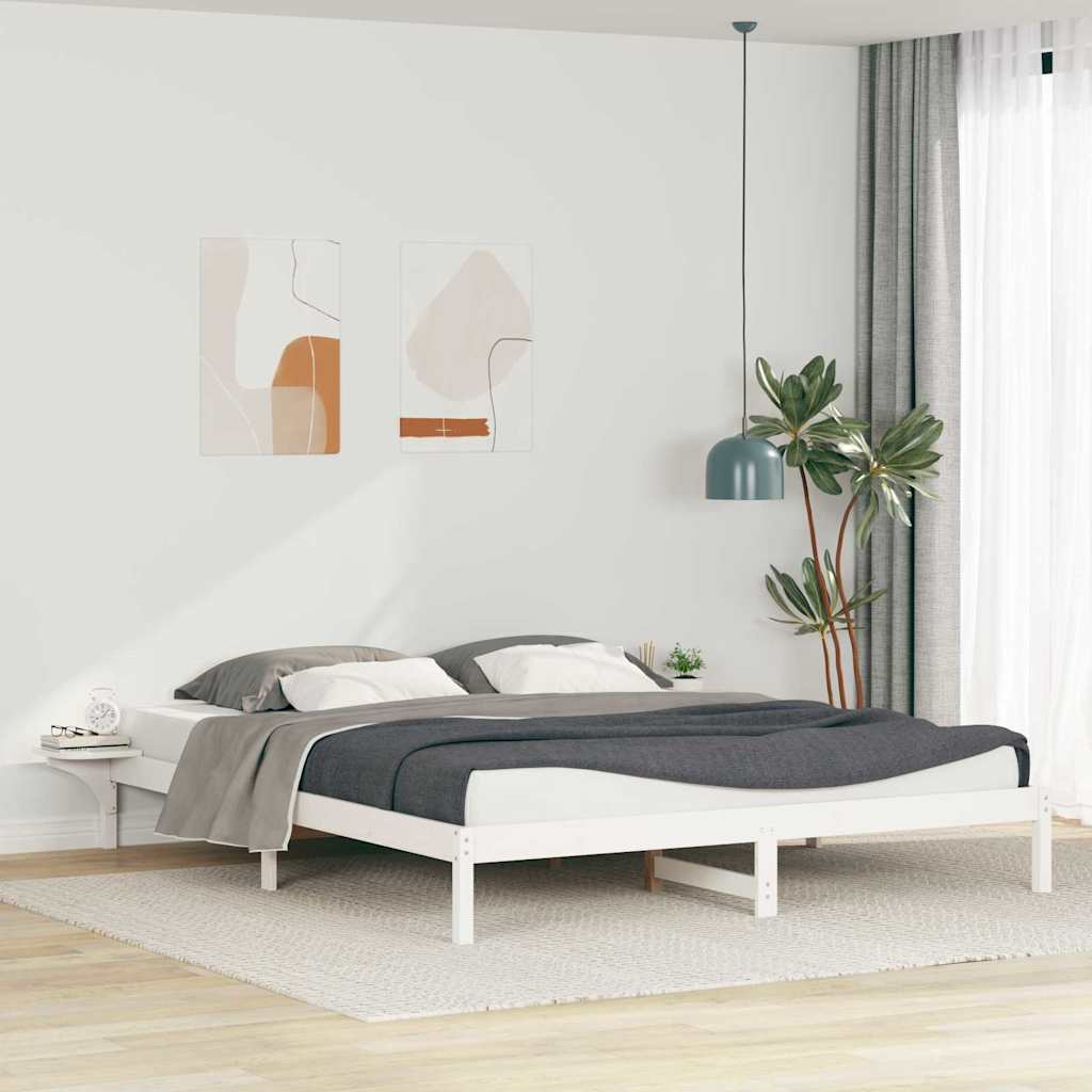 Bedframe met Zijtafels Wit 180 x 210 cm Massief grenenhout is nu te koop bij PeponiXL, paradijselijk wonen!