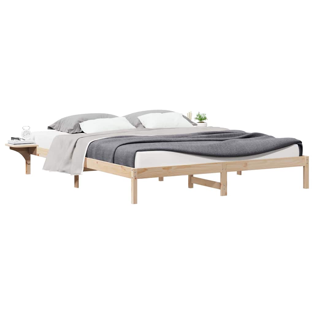 Bedframe met Zijtafels Naturel 200 x 210 cm Massief grenenhout is nu te koop bij PeponiXL, paradijselijk wonen!