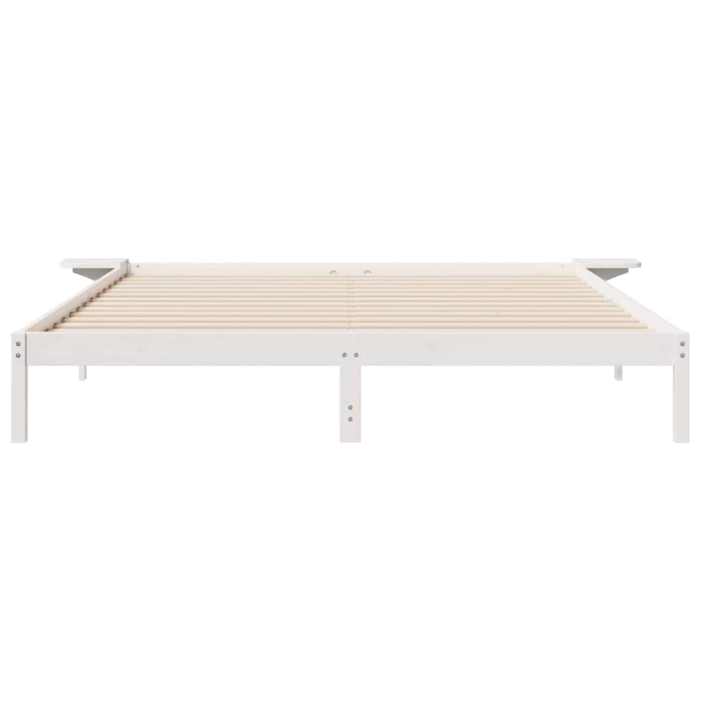 Bedframe met Zijtafels Wit 200 x 210 cm Massief grenenhout is nu te koop bij PeponiXL, paradijselijk wonen!