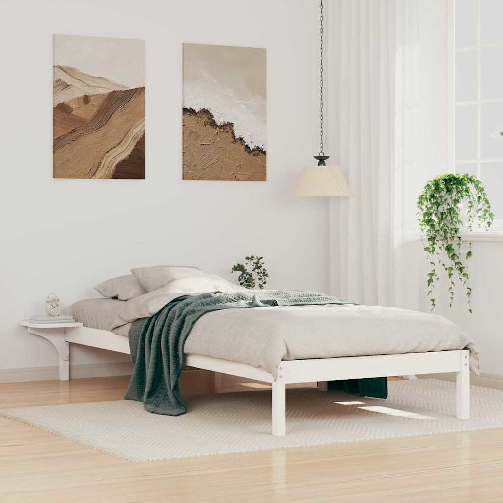 Bedframe met Zijtafels Wit 80 x 220 cm Massief grenenhout is nu te koop bij PeponiXL, paradijselijk wonen!