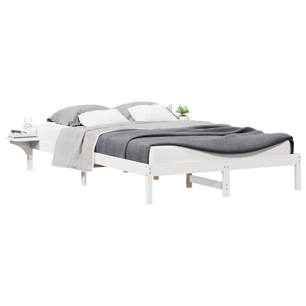 Bedframe met Zijtafels Wit 160 x 220 cm Massief grenenhout is nu te koop bij PeponiXL, paradijselijk wonen!