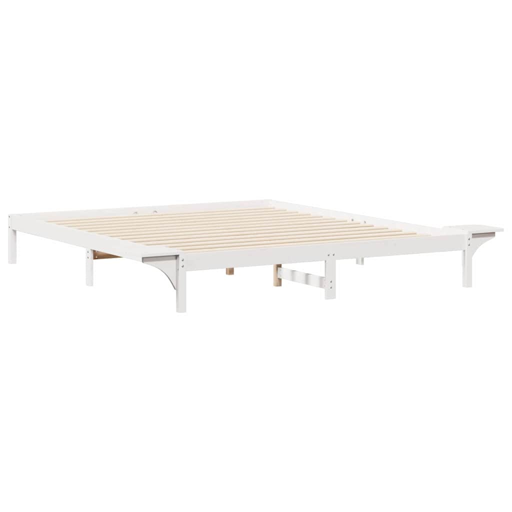 Bedframe met Zijtafels Wit 180 x 220 cm Massief grenenhout is nu te koop bij PeponiXL, paradijselijk wonen!