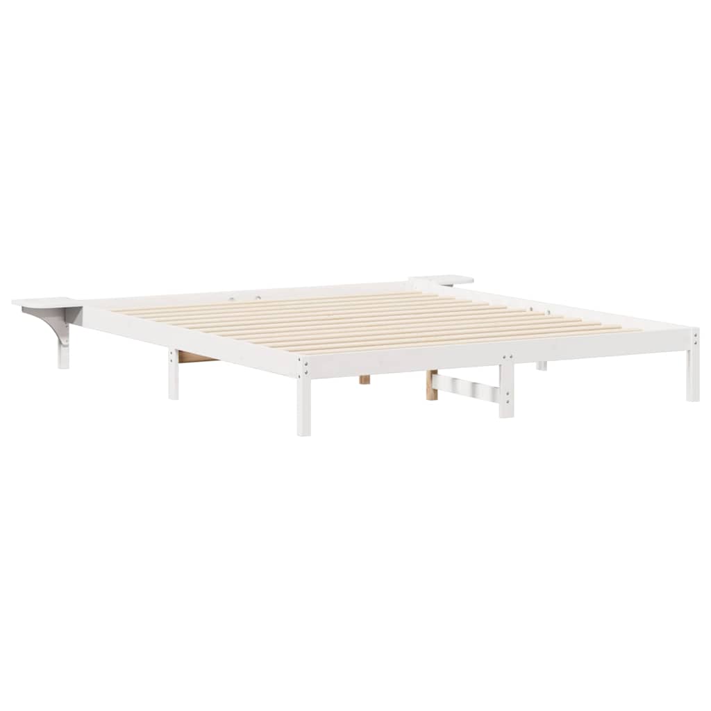 Bedframe met Zijtafels Wit 200 x 220 cm Massief grenenhout is nu te koop bij PeponiXL, paradijselijk wonen!