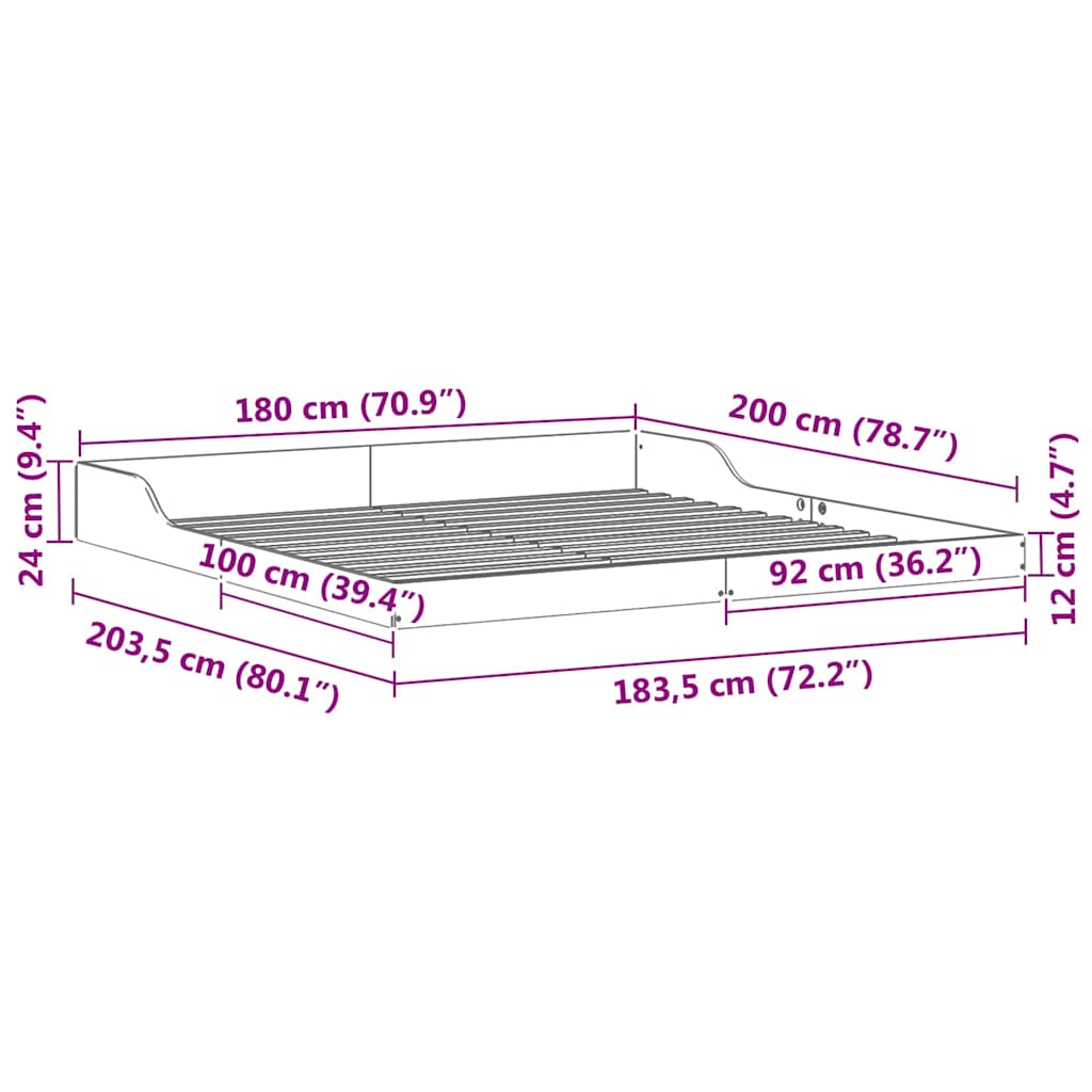 Bedframe Wasbruin 180 x 200 cm Massief grenenhout is nu te koop bij PeponiXL, paradijselijk wonen!