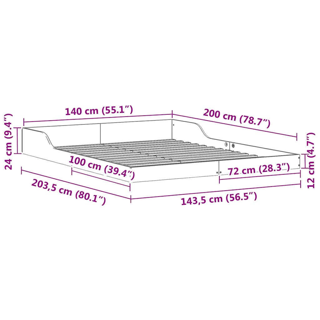 Bedframe Wasbruin 140 x 200 cm Massief grenenhout is nu te koop bij PeponiXL, paradijselijk wonen!