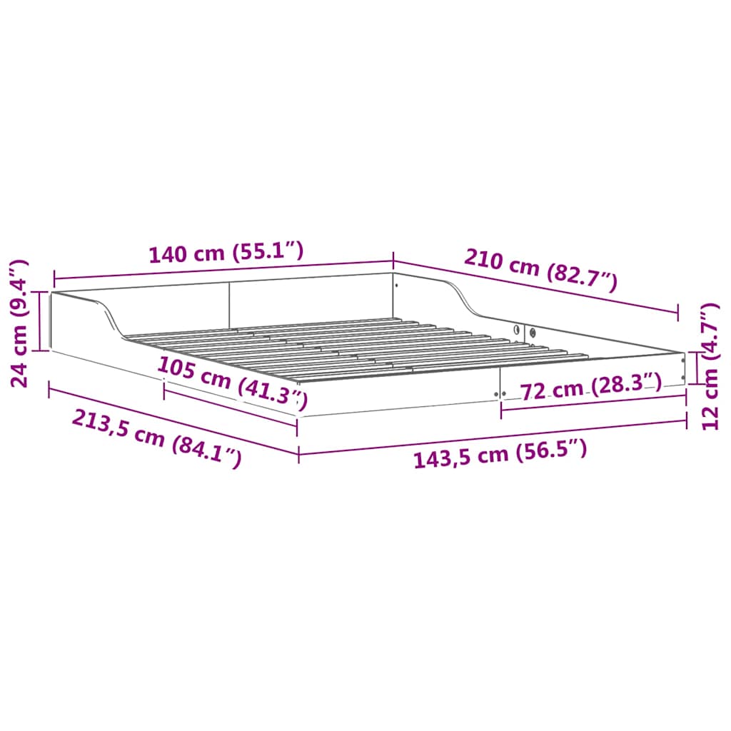 Bedframe Bruin 140 x 210 cm Massief grenenhout is nu te koop bij PeponiXL, paradijselijk wonen!