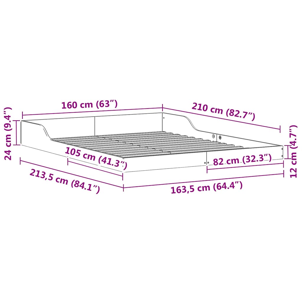 Bedframe Bruin 160 x 210 cm Massief grenenhout is nu te koop bij PeponiXL, paradijselijk wonen!