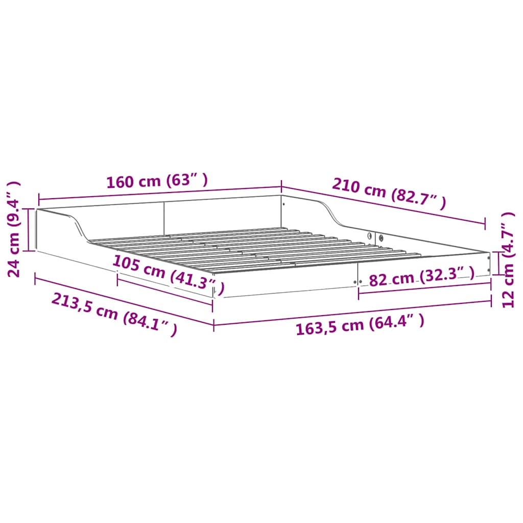 Bedframe Wasbruin 160 x 210 cm Massief grenenhout is nu te koop bij PeponiXL, paradijselijk wonen!