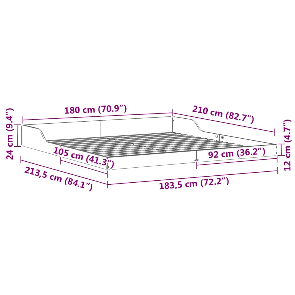 Bedframe Bruin 180 x 210 cm Massief grenenhout is nu te koop bij PeponiXL, paradijselijk wonen!