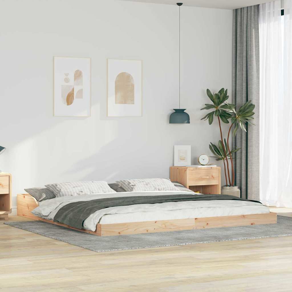 Bedframe Bruin 200 x 210 cm Massief grenenhout is nu te koop bij PeponiXL, paradijselijk wonen!