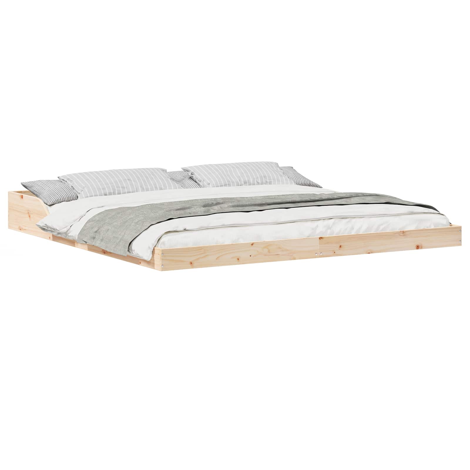 Bedframe Bruin 200 x 210 cm Massief grenenhout is nu te koop bij PeponiXL, paradijselijk wonen!