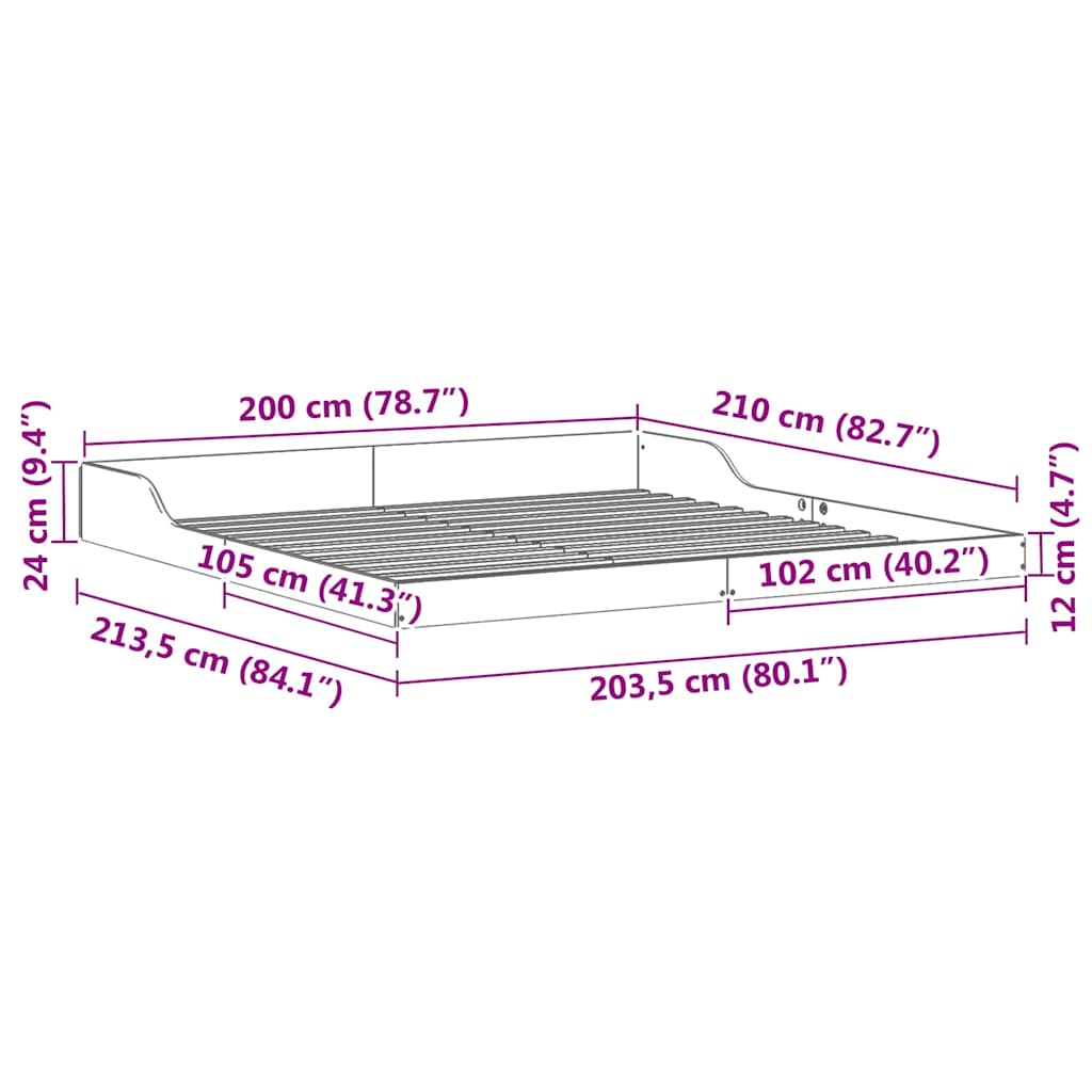 Bedframe Bruin 200 x 210 cm Massief grenenhout is nu te koop bij PeponiXL, paradijselijk wonen!