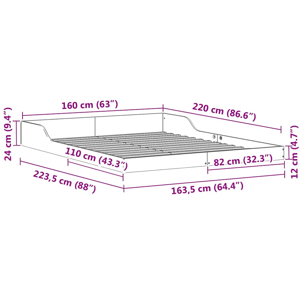 Bedframe Wit 160 x 220 cm Massief grenenhout is nu te koop bij PeponiXL, paradijselijk wonen!
