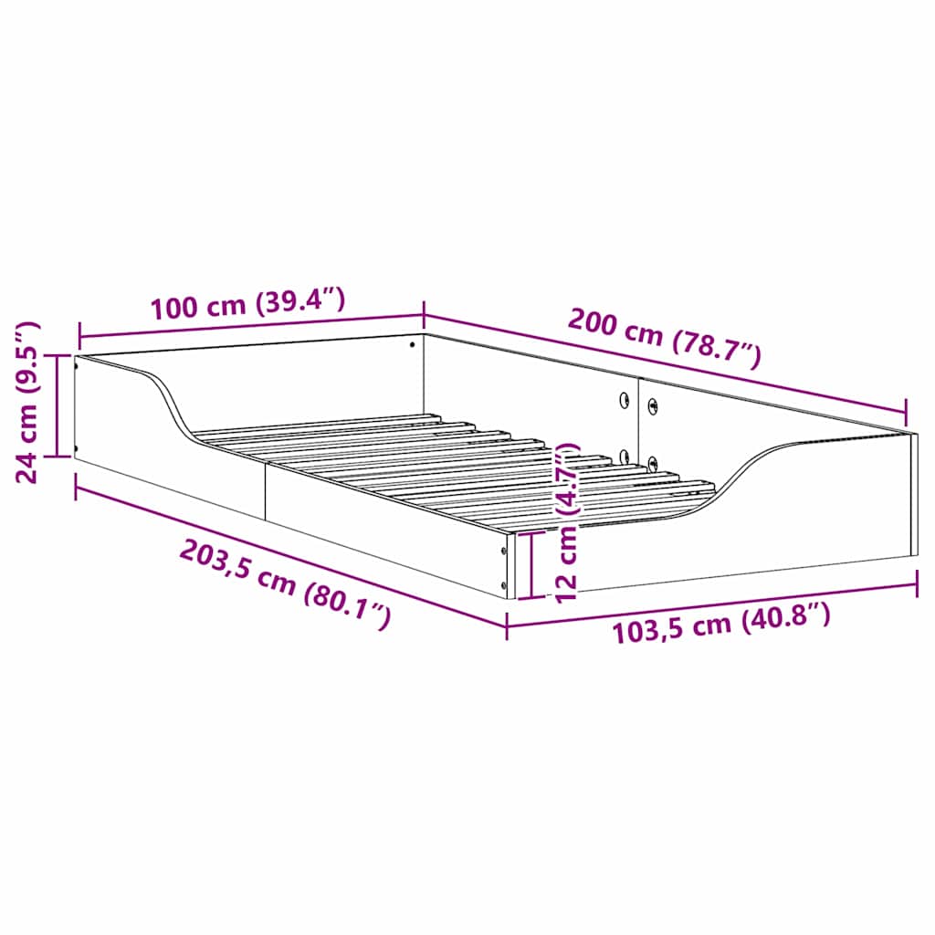 Bedframe Wit 100 x 200 cm Massief grenenhout is nu te koop bij PeponiXL, paradijselijk wonen!