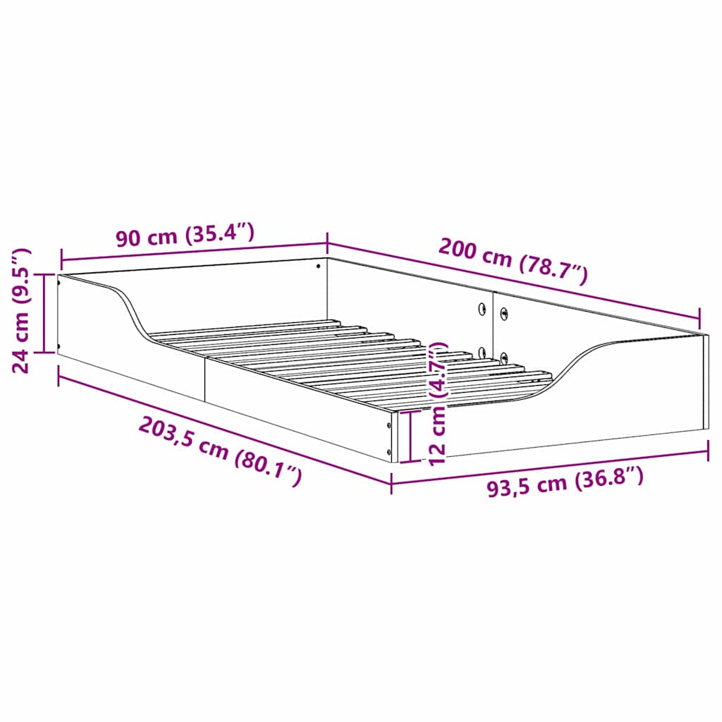 Bedframe Wasbruin 90 x 200 cm Massief grenenhout is nu te koop bij PeponiXL, paradijselijk wonen!