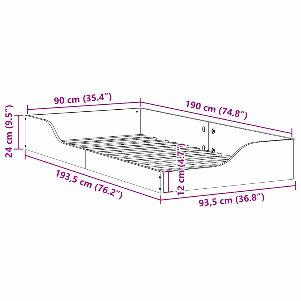 Bedframe Wit 90 x 190 cm Massief grenenhout is nu te koop bij PeponiXL, paradijselijk wonen!