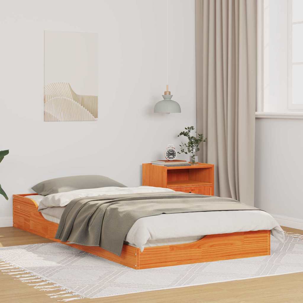 Bedframe Wasbruin 75 x 190 cm Massief grenenhout is nu te koop bij PeponiXL, paradijselijk wonen!