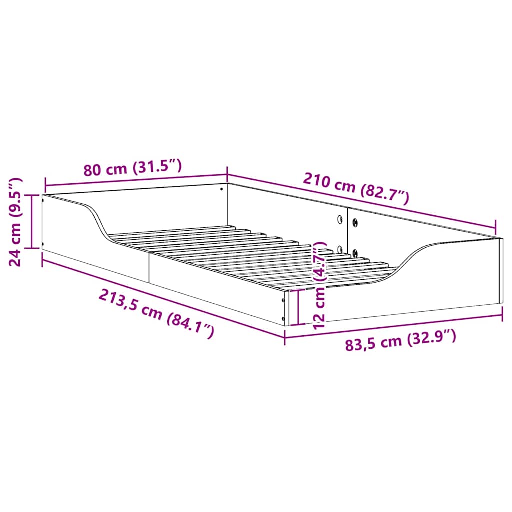 Bedframe Wasbruin 80 x 210 cm Massief grenenhout is nu te koop bij PeponiXL, paradijselijk wonen!