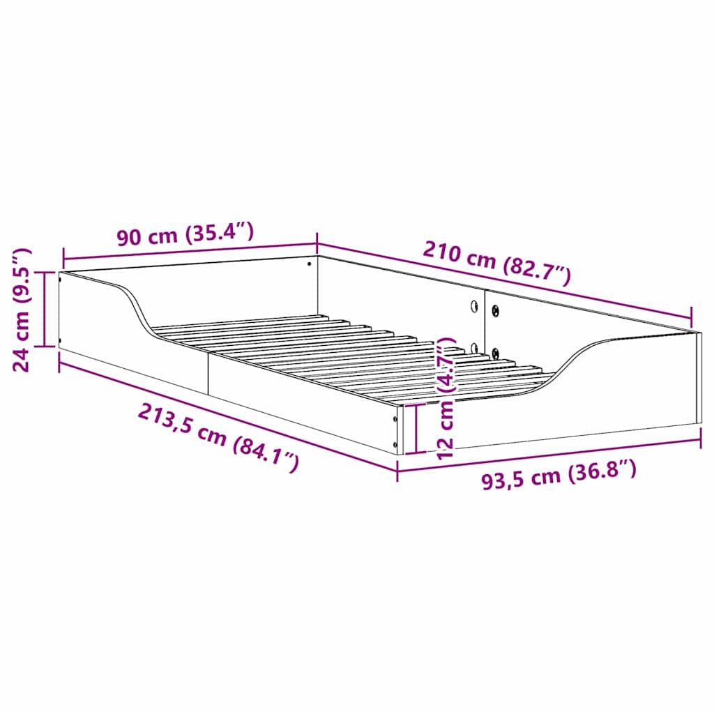 Bedframe Wasbruin 90 x 210 cm Massief grenenhout is nu te koop bij PeponiXL, paradijselijk wonen!