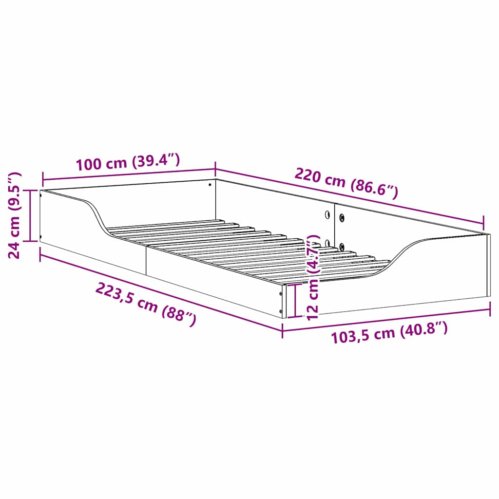 Bedframe Wasbruin 100 x 220 cm Massief grenenhout is nu te koop bij PeponiXL, paradijselijk wonen!