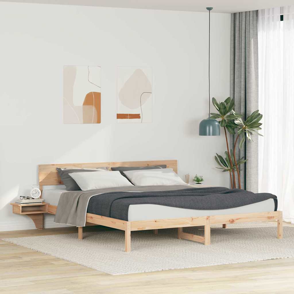Bedframe met hoofdeinde Bruin 180 x 200 cm Massief grenenhout is nu te koop bij PeponiXL, paradijselijk wonen!