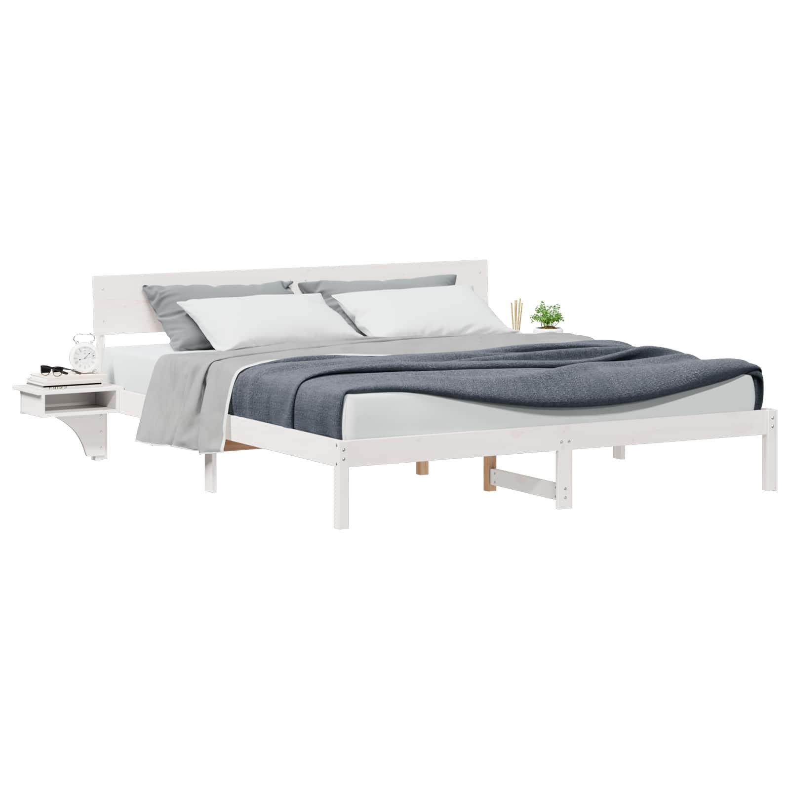 Bedframe met hoofdeinde Wit 180 x 200 cm Massief grenenhout is nu te koop bij PeponiXL, paradijselijk wonen!