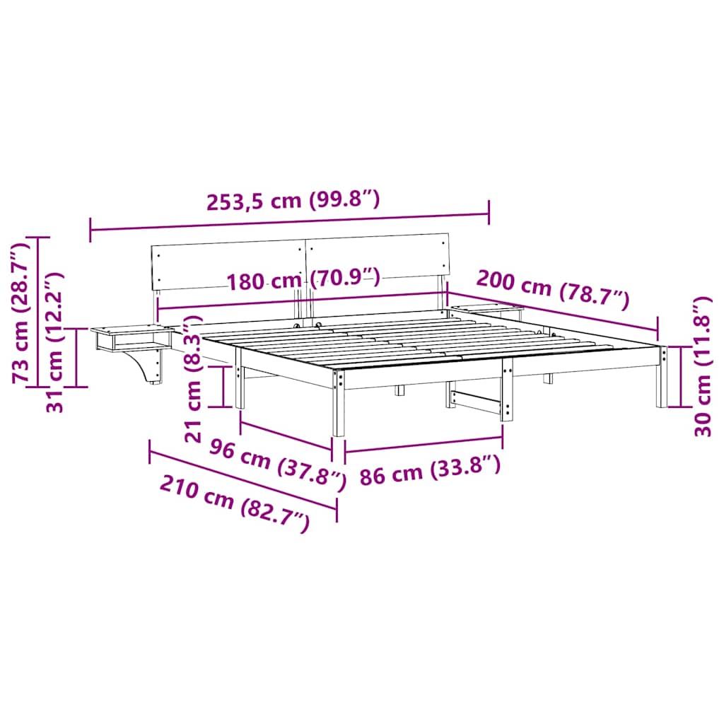 Bedframe Wasbruin 180 x 200 cm Massief grenenhout is nu te koop bij PeponiXL, paradijselijk wonen!