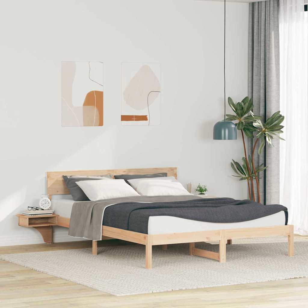 Bedframe met hoofdeinde Bruin 160 x 200 cm Massief grenenhout is nu te koop bij PeponiXL, paradijselijk wonen!