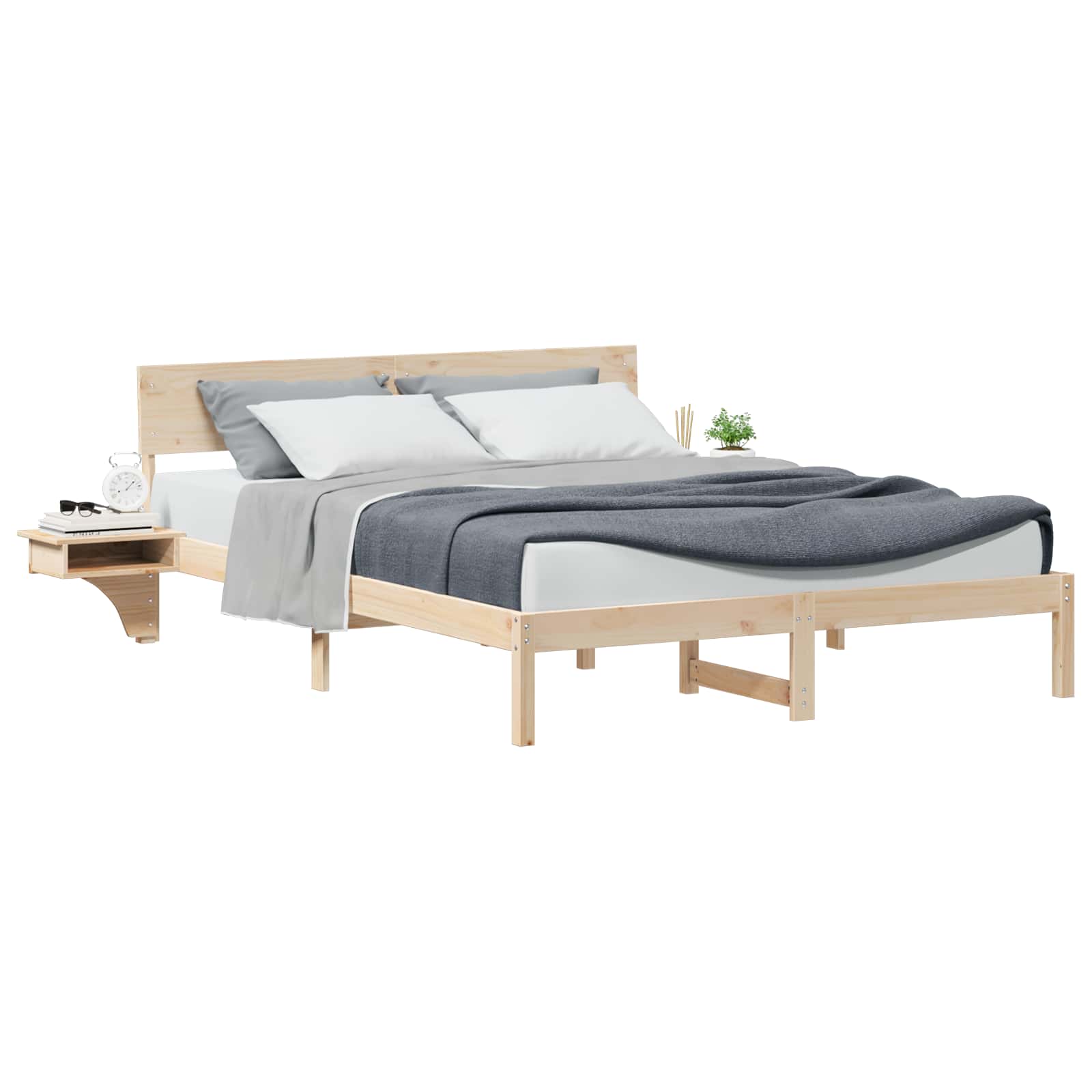 Bedframe met hoofdeinde Bruin 160 x 200 cm Massief grenenhout is nu te koop bij PeponiXL, paradijselijk wonen!