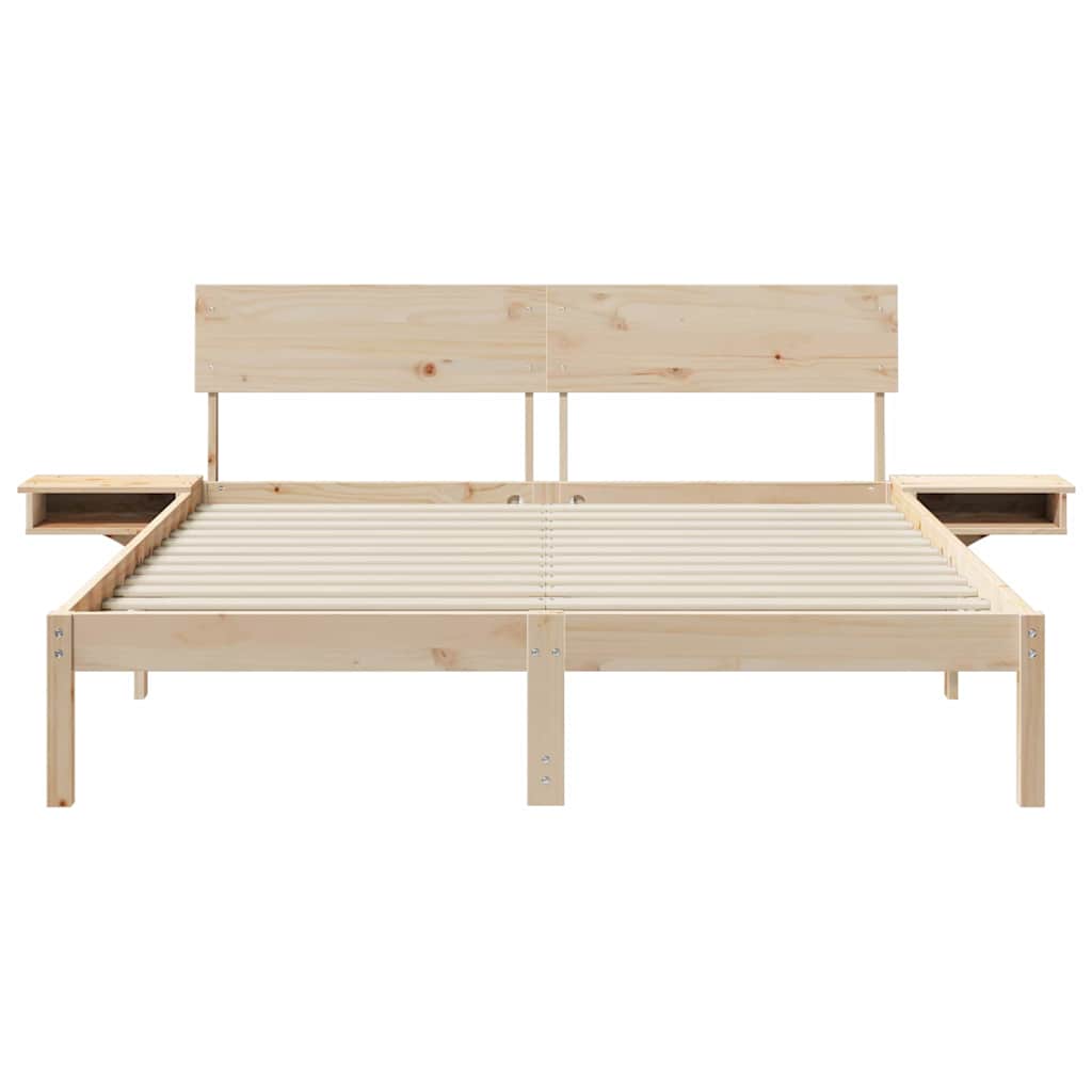 Bedframe met hoofdeinde Bruin 160 x 200 cm Massief grenenhout is nu te koop bij PeponiXL, paradijselijk wonen!
