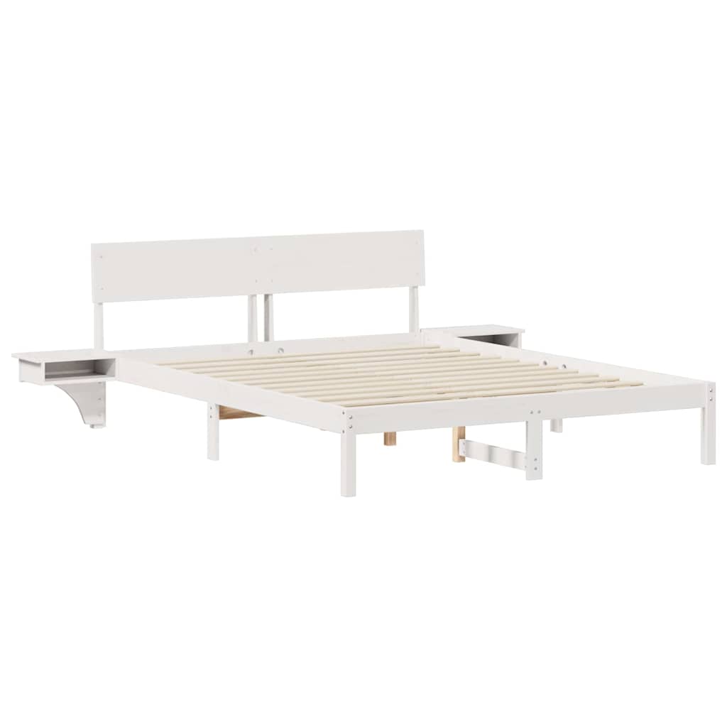 Bedframe met hoofdeinde Wit 160 x 200 cm Massief grenenhout is nu te koop bij PeponiXL, paradijselijk wonen!