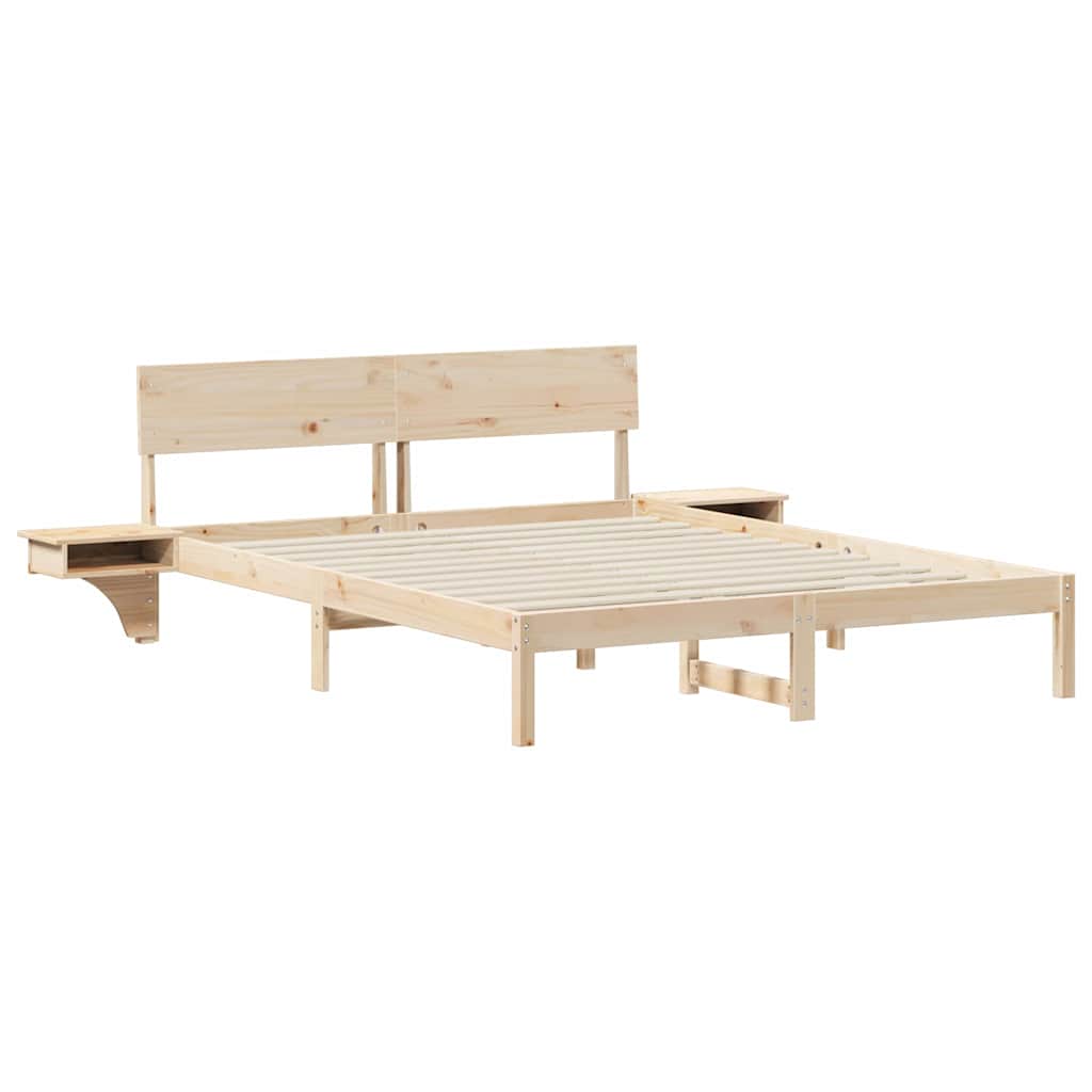 Bedframe met hoofdeinde Bruin 150 x 200 cm Massief grenenhout is nu te koop bij PeponiXL, paradijselijk wonen!
