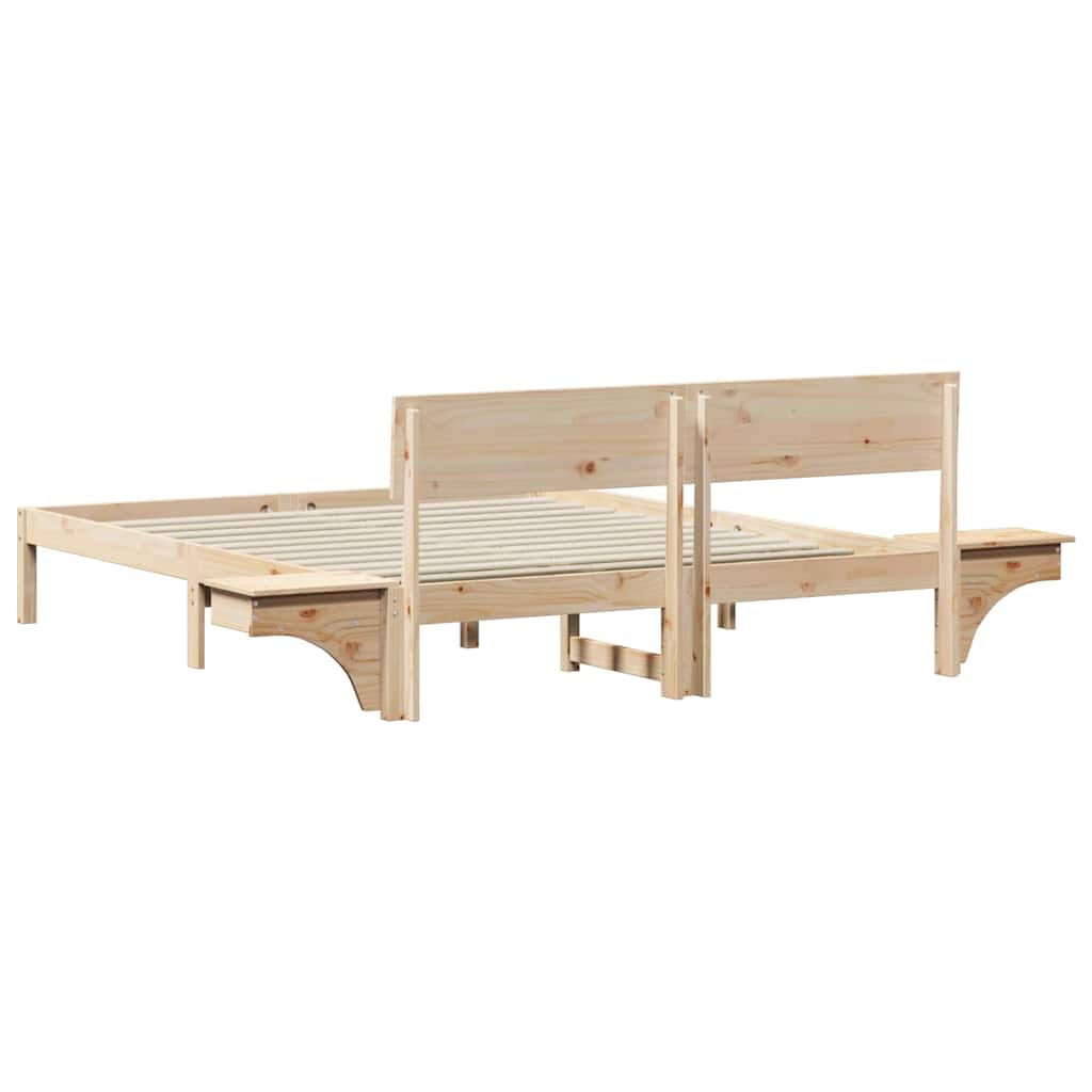 Bedframe met hoofdeinde Bruin 150 x 200 cm Massief grenenhout is nu te koop bij PeponiXL, paradijselijk wonen!