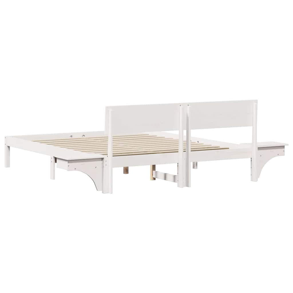 Bedframe met hoofdeinde Wit 150 x 200 cm Massief grenenhout is nu te koop bij PeponiXL, paradijselijk wonen!