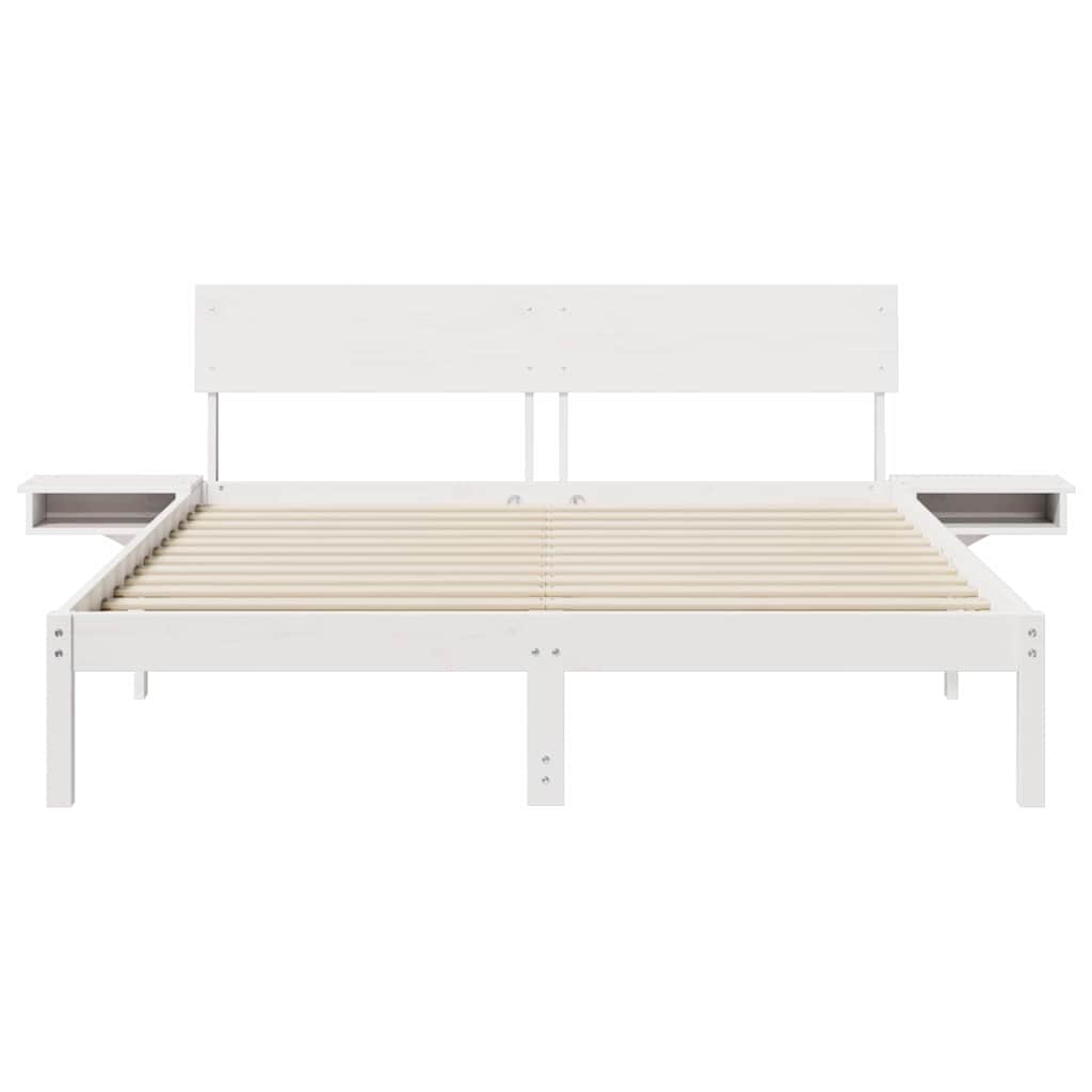 Bedframe met hoofdeinde Wit 150 x 200 cm Massief grenenhout is nu te koop bij PeponiXL, paradijselijk wonen!
