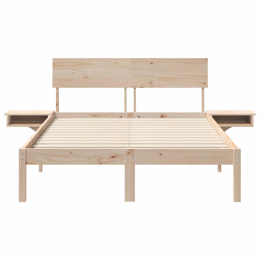 Bedframe met hoofdeinde Bruin 140 x 200 cm Massief grenenhout is nu te koop bij PeponiXL, paradijselijk wonen!