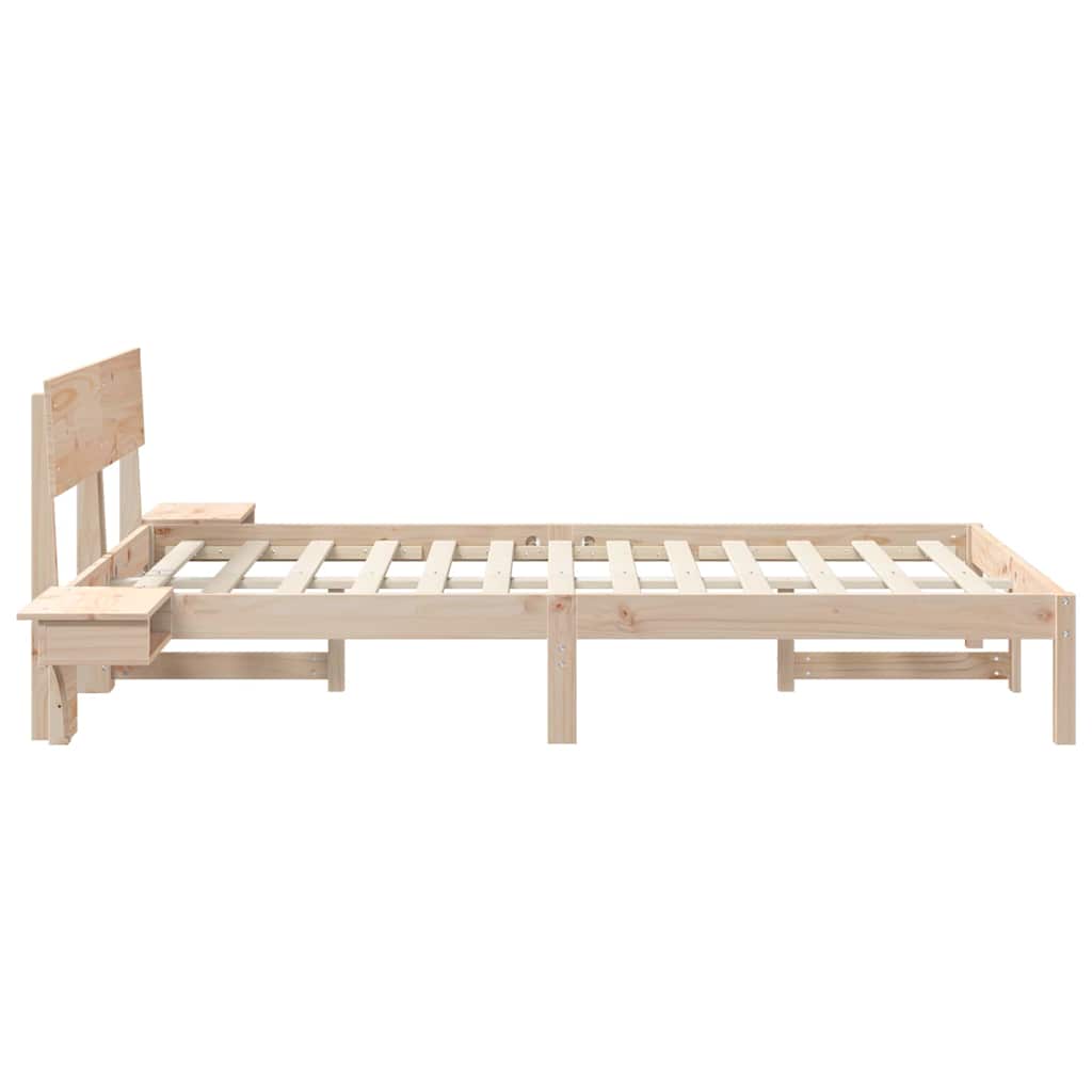 Bedframe met hoofdeinde Bruin 140 x 200 cm Massief grenenhout is nu te koop bij PeponiXL, paradijselijk wonen!