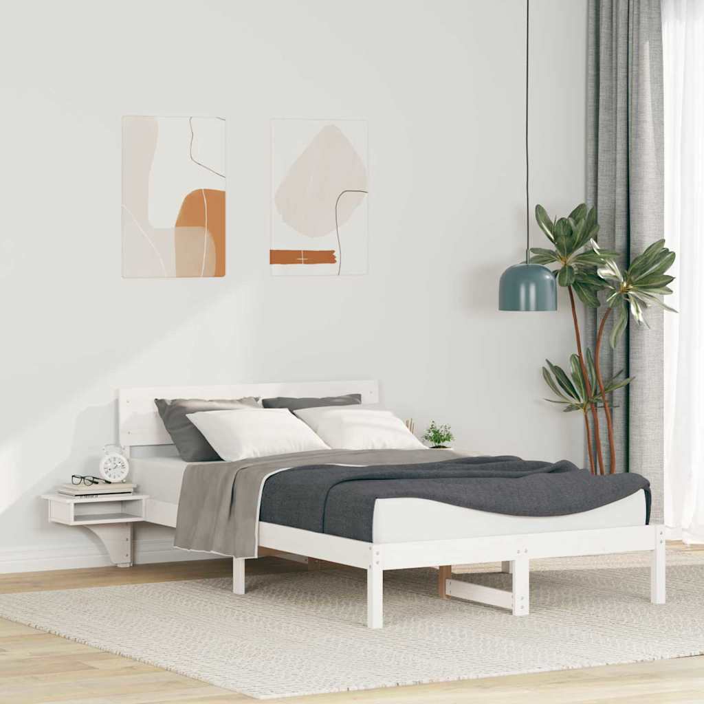 Bedframe met hoofdeinde Wit 140 x 200 cm Massief grenenhout is nu te koop bij PeponiXL, paradijselijk wonen!