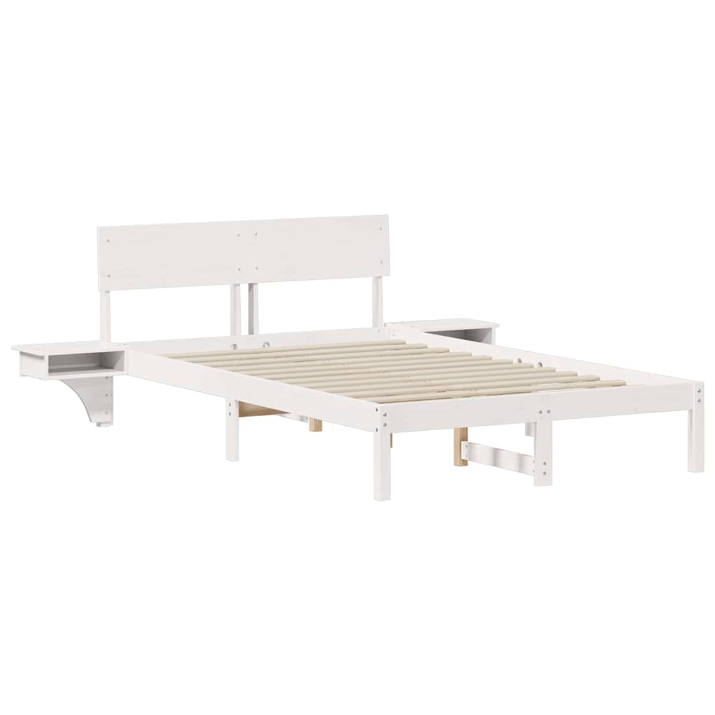Bedframe met hoofdeinde Wit 140 x 190 cm Massief grenenhout is nu te koop bij PeponiXL, paradijselijk wonen!