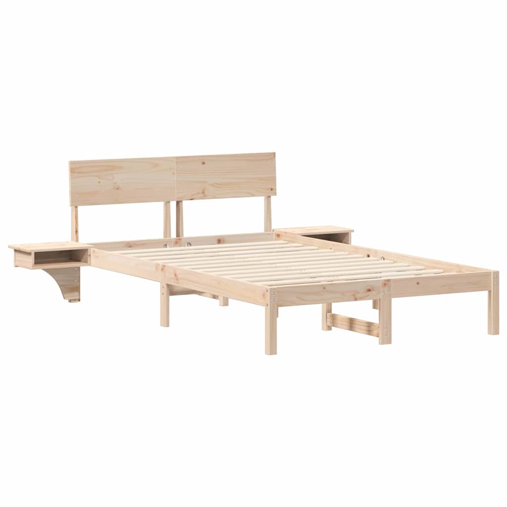 Bedframe met hoofdeinde Bruin 135 x 190 cm Massief grenenhout is nu te koop bij PeponiXL, paradijselijk wonen!